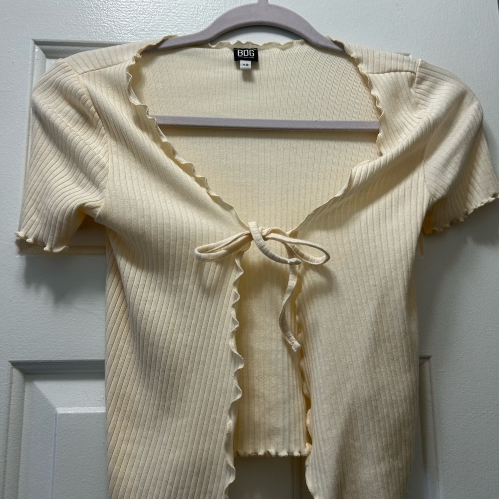 BDG Cream Ribbed Top